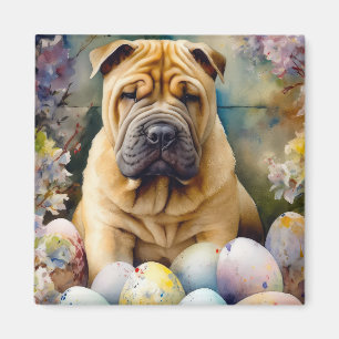 Shar Pei Dog mit Ostereier Urlaub Magnet