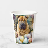 Shar Pei Dog mit Ostereier Urlaub Pappbecher (Vorderseite)