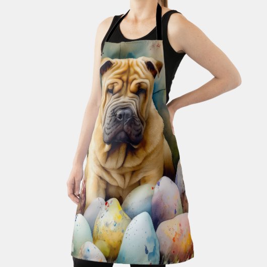 Shar Pei Dog mit Ostereier Urlaub Schürze (InSitu)
