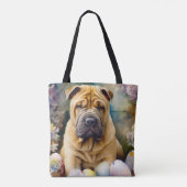 Shar Pei Dog mit Ostereier Urlaub Tasche (Rückseite)