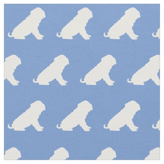 Shar Pei Dog Silhouette Pet Light Blue Stoff (Nahaufnahme)