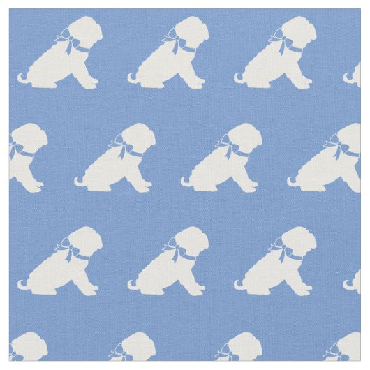 Shar Pei Dog Silhouette Pet Light Blue Stoff (Nahaufnahme)