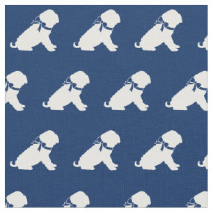 Shar Pei Dog Silhouette Pet Navy Blue Stoff
