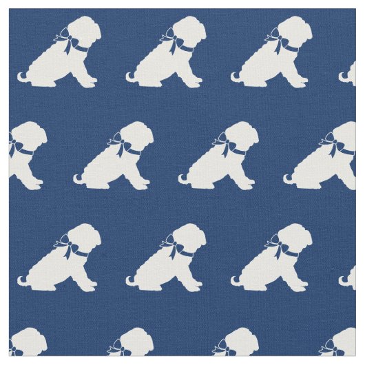 Shar Pei Dog Silhouette Pet Navy Blue Stoff (Nahaufnahme)