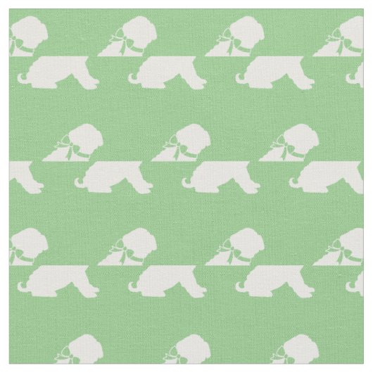 Shar Pei Dog Silhouette Pet Sage Green Stoff (Nahaufnahme)