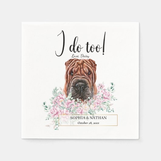 Shar Pei Dog Wedding Cocktail Napkins Serviette (Vorderseite)