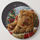 Shar Pei Dog Weihnachtsfest Button (Vorne & Hinten)