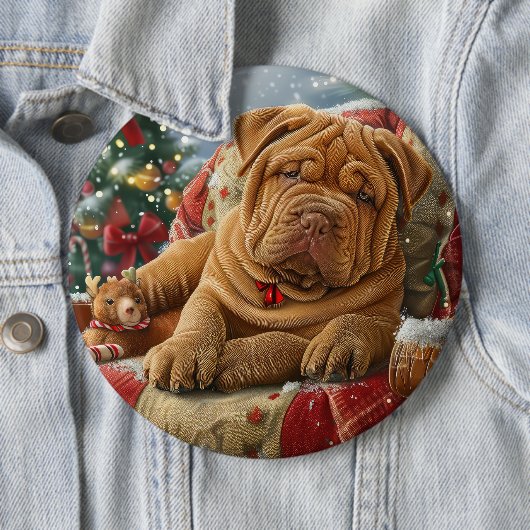 Shar Pei Dog Weihnachtsfest Button (Beispiel)