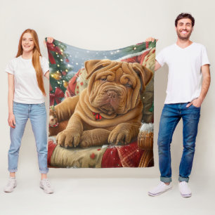Shar Pei Dog Weihnachtsfest Fleecedecke