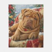 Shar Pei Dog Weihnachtsfest Fleecedecke (Vorderseite)