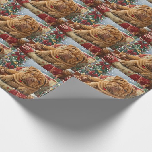 Shar Pei Dog Weihnachtsfest Geschenkpapier (Ecke)