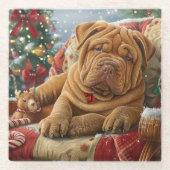 Shar Pei Dog Weihnachtsfest Glasuntersetzer (Vorderseite)