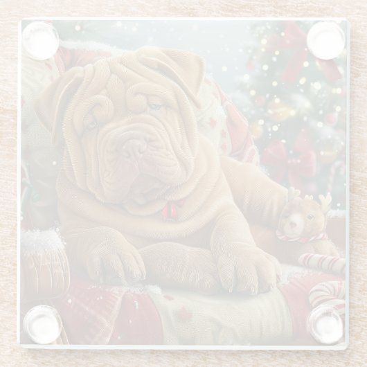 Shar Pei Dog Weihnachtsfest Glasuntersetzer (Rückseite)