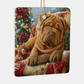 Shar Pei Dog Weihnachtsfest Keramikornament (Rechts)