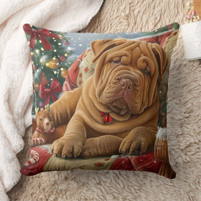 Shar Pei Dog Weihnachtsfest Kissen (Decke)