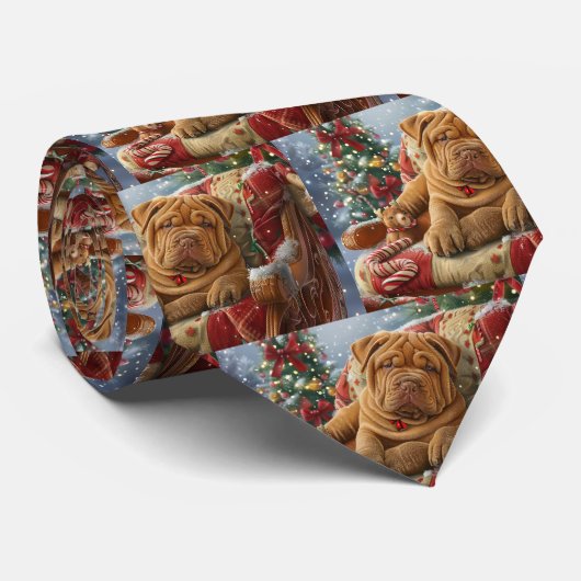 Shar Pei Dog Weihnachtsfest Krawatte (Gerollt)
