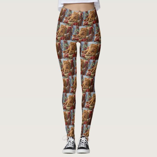 Shar Pei Dog Weihnachtsfest Leggings (Vorderseite)