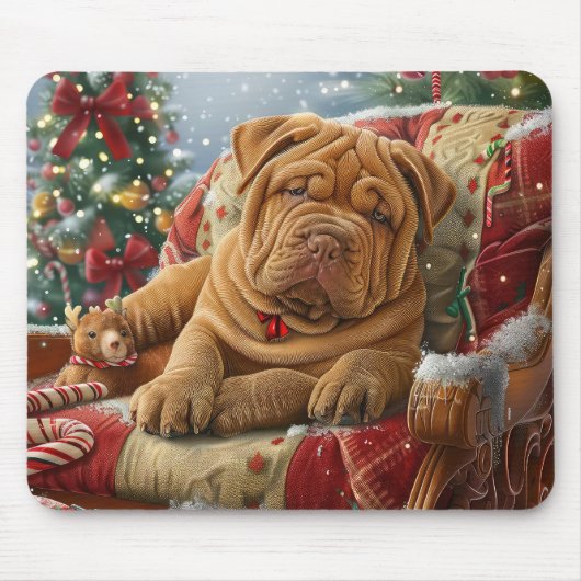 Shar Pei Dog Weihnachtsfest Mousepad (Vorne)