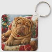 Shar Pei Dog Weihnachtsfest Schlüsselanhänger (Rückseite)