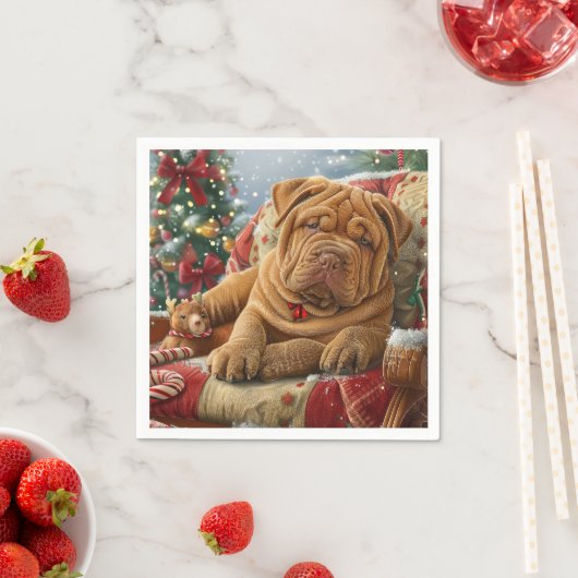 Shar Pei Dog Weihnachtsfest Serviette (Beispiel)