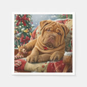 Shar Pei Dog Weihnachtsfest Serviette (Vorderseite)