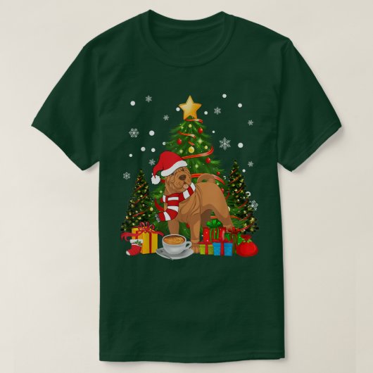 Shar Pei Dog Weihnachtsmannmütze Weihnachtskaffee T-Shirt (Design vorne)