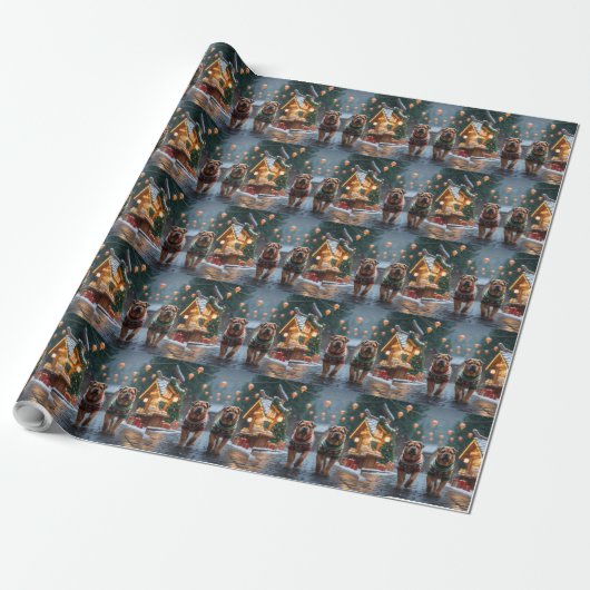 Shar Pei Dogs Christmas Snow Holiday Geschenkpapier (Ungerollt)