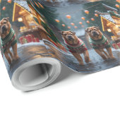 Shar Pei Dogs Christmas Snow Holiday Geschenkpapier (Rolleneckpunkt)