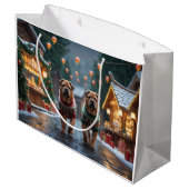 Shar Pei  Dogs Christmas Snow Holiday Große Geschenktüte (Rückseite Schrägansicht)