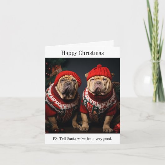 Shar Pei Dogs Happy Christmas Card Karte (Vorderseite)
