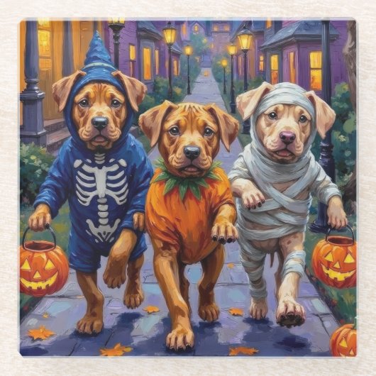 Shar Pei Dogs Trick-or-Treating Halloween Costumes Glasuntersetzer (Vorderseite)
