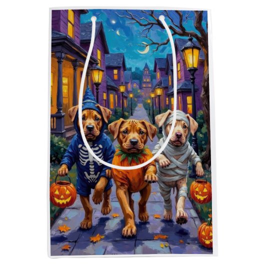 Shar Pei Dogs Trick-or-Treating Halloween Costumes Mittlere Geschenktüte (Vorderseite)