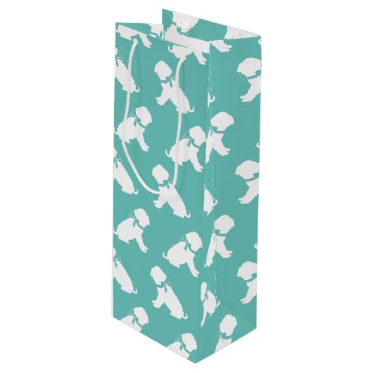 Shar Pei Doppy Puppy Geschenktüte Für Weinflaschen (Vorderseite Schrägansicht)