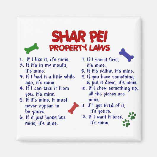 SHAR PEI-Eigentumsgesetze 2 Magnet (Vorne)
