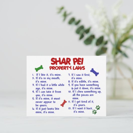 SHAR PEI-Eigentumsgesetze 2 Postkarte (Stehend Vorderseite)
