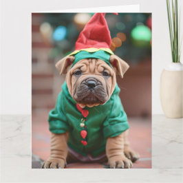 Shar Pei Elf Welppy Christmas Card Karte