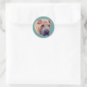 Shar Pei Face Dog Runder Aufkleber (Tasche)