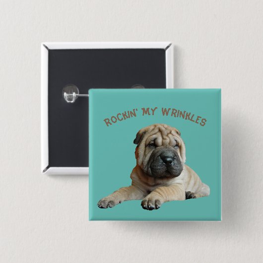 Shar Pei Funny Button Button (Vorne & Hinten)