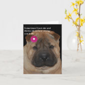 Shar Pei Geburtstag Karte-Gerade sitzt Karte (Gelbe Blume)