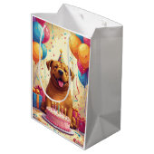Shar-Pei Geburtstagsfeier Mittlere Geschenktüte (Rückseite Schrägansicht)