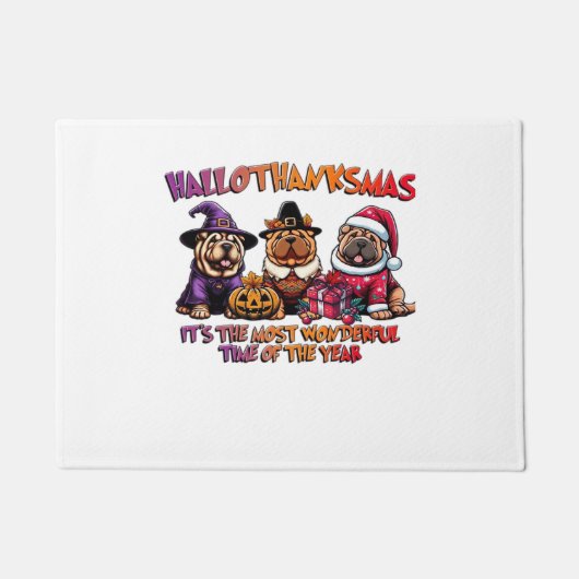 Shar Pei Halloween Erntedank Weihnachtsklassiker Fußmatte (Vorderseite)