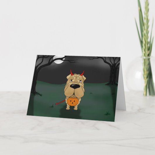 Shar-Pei Halloween Karte (Vorderseite)