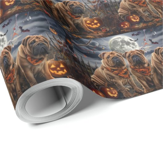 Shar Pei Halloween Spooky Geschenkpapier (Rolleneckpunkt)