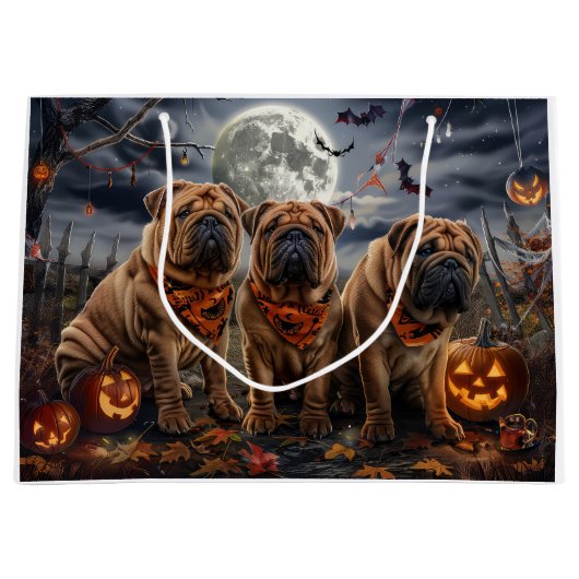 Shar Pei Halloween Spooky Große Geschenktüte (Vorderseite)