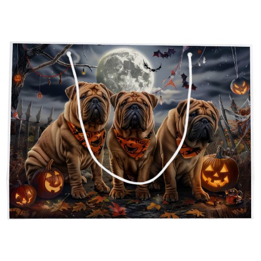 Shar Pei Halloween Spooky Große Geschenktüte (Rückseite)