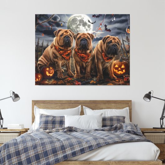 Shar Pei Halloween Spooky Leinwanddruck (Insitu (Schlafzimmer))