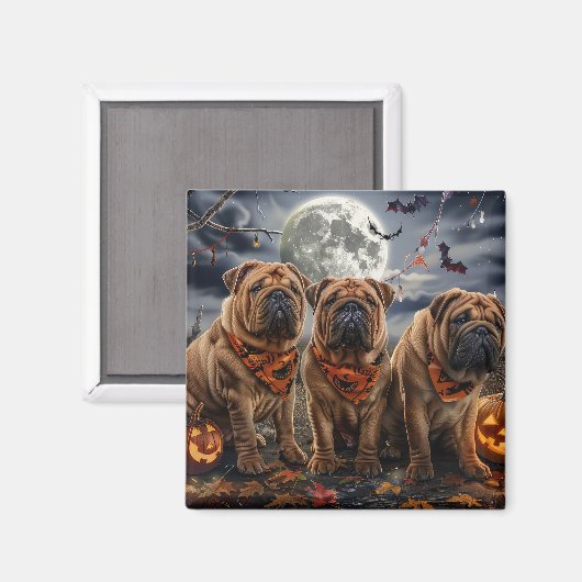 Shar Pei Halloween Spooky Magnet (Vorderseite/Rückseite)