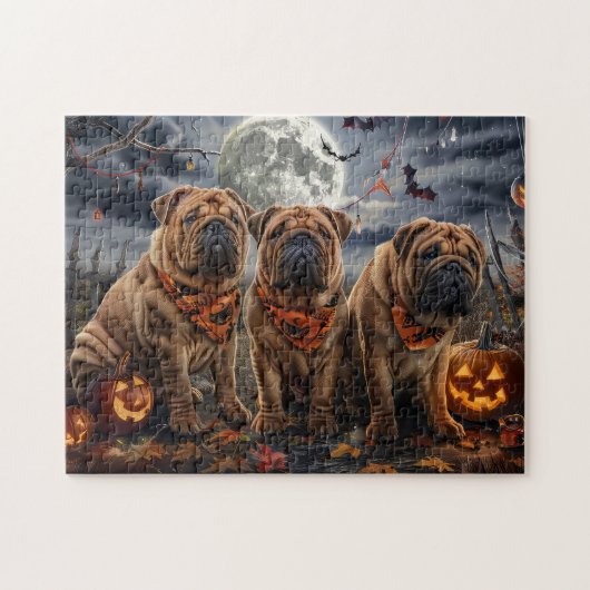 Shar Pei Halloween Spooky Puzzle (Horizontal)