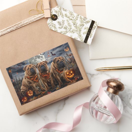 Shar Pei Halloween Spooky Rechteckiger Aufkleber (Schenken)