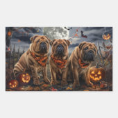 Shar Pei Halloween Spooky Rechteckiger Aufkleber (Vorderseite)